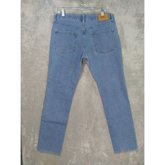 RVCA Jeans Mens 31 x 30 Blue Denim Daggers Straight Leg Mid Rise Skate Surf - Picture 2 of 10